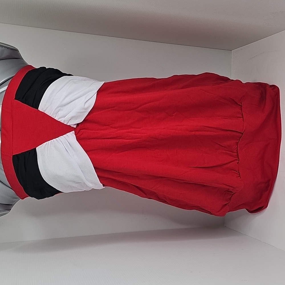Women Red, Black,& White Strapless Dress, Size M, L, XL
